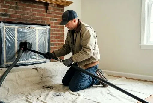 Mess-free chimney sweep inside a Kernersville home